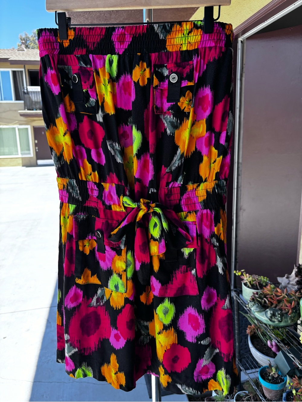 Strapless Romper Mini Dress Abstract Floral Size Large NWT
